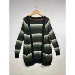 GAP Women's Striped‎ Open Front Cardigan Sweater Green Beige Size S